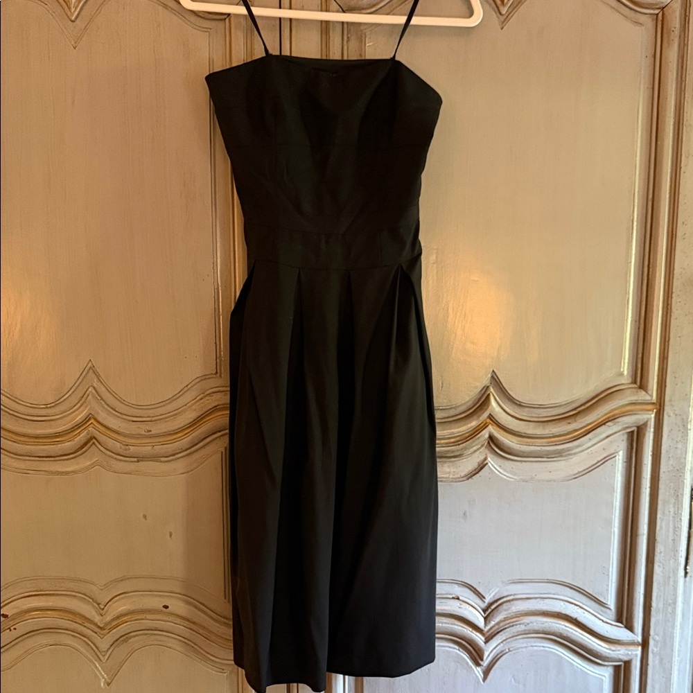Theory Black Midi Dress with Spaghetti Straps